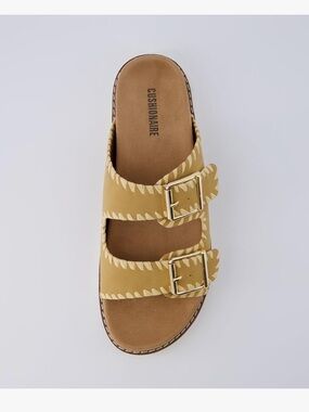 Cushionaire Wyatt Women's Double-Buckle Slide Sandal - Tan